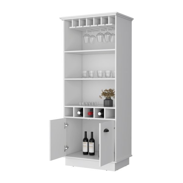 Claire White Glassware Rack Bar Cabinet Fashion