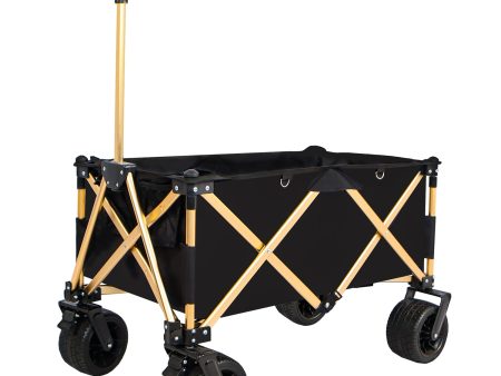 Folding Wagon, Heavy Duty Utility Beach Wagon Cart for Sand with Big Wheels, Adjustable Handle&Drink Holders for Shopping, Camping,Garden and Outdoor Cheap