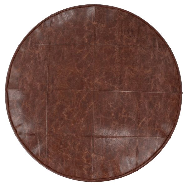 Connor - 34  Round Coffee Table Pouf - Distressed Brown Discount