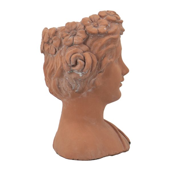 9x5.5x9.5  Brown Head Bust Planter, Greek Style Cement Head Planter - Indoor Outdoor Home Garden Decor Discount