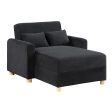 Thomas 42.5 W Black Fabric Convertible Sleeper Chaise Lounge Chair with Storage Discount