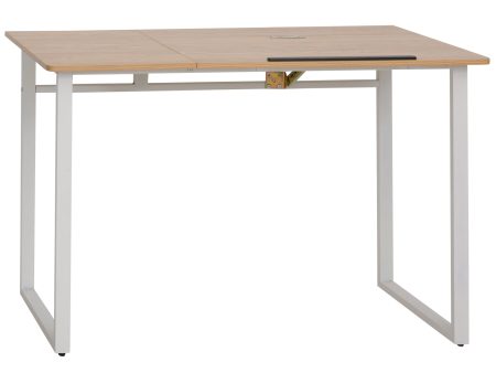 HOMCOM Modern Drafting Drawing Table with Adjustable Tiltable Tabletop, Writing Office Desk Artist Workstation, Oak Sale