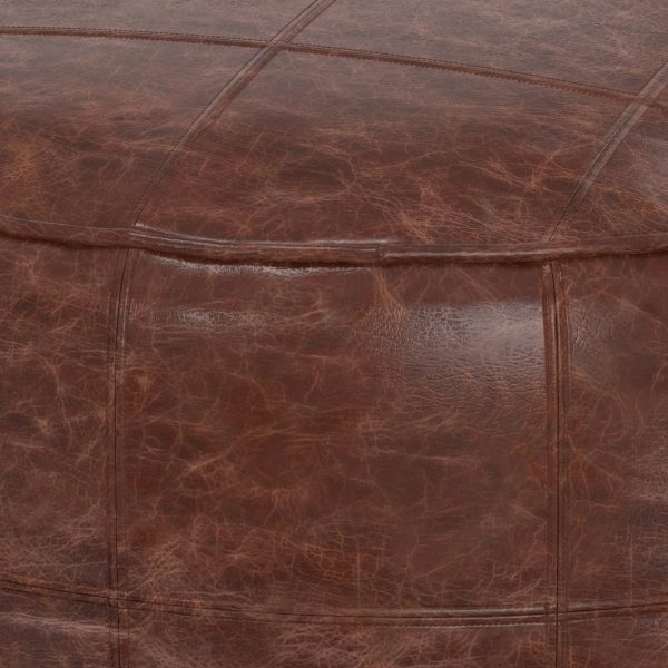 Connor - 34  Round Coffee Table Pouf - Distressed Brown Discount