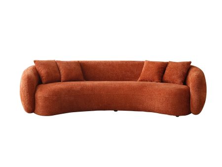 102   5-Seater Boucle Sofa Modern Sectional Half Moon Leisure Couch Curved Sofa Teddy Fleece Orange Hot on Sale