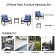 3 Pieces Patio Bistro Set Outdoor Rocking Chair w Blue Cushion for Yard Garden Poolside For Discount