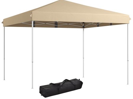 Outsunny 13  x 13  Pop Up Canopy Tent, Instant Sun Shelter, Tents for Parties, Height Adjustable, with Wheeled Carry Bag for Outdoor, Garden, Patio, Parties, Beige on Sale