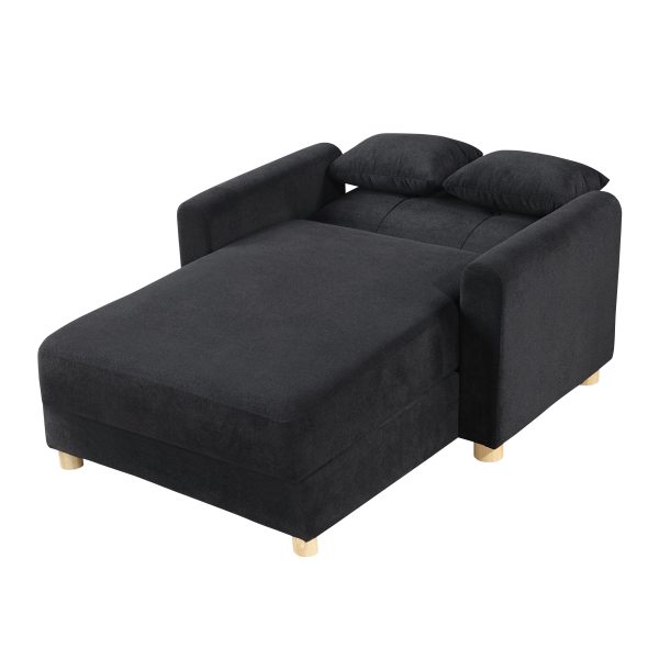 Thomas 42.5 W Black Fabric Convertible Sleeper Chaise Lounge Chair with Storage Discount