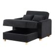 Thomas 42.5 W Black Fabric Convertible Sleeper Chaise Lounge Chair with Storage Discount