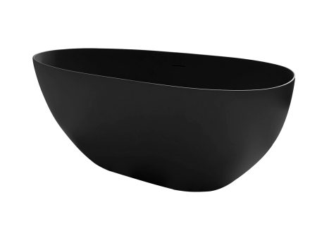 1500mm small size solid surface stone Bathroom freestand bathtub Matte Black For Sale