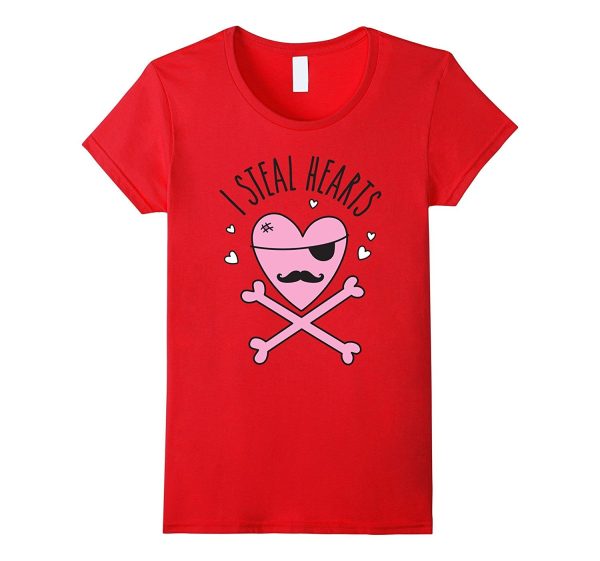 Kids Valentine s Day Funny Shirt - I Steal Hearts Pirate Tee Cheap