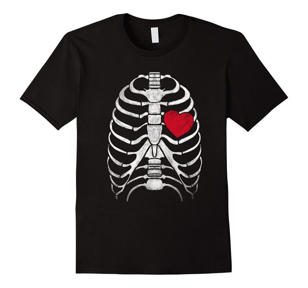 Valentine s Day Skeleton Ribcage With Heart T-Shirt Sale