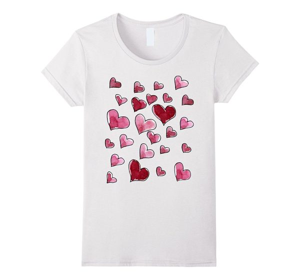 Watercolor Love shirt Valentine s Day Hearts t-shirt For Cheap