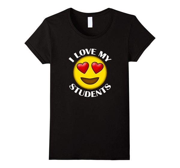 Teacher Emoji Hearts Love My Students Valentines Day T-Shirt Supply