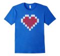 Gamer 8 Bit Distressed Heart Valentines Day Gift T-Shirt Discount