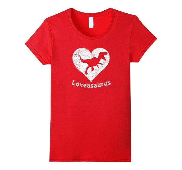 Valentines Day Loveasaurus Dinosaur Heart t Shirt - Funny Online Hot Sale