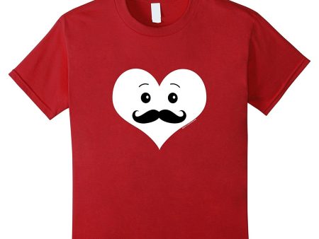 Kids Cute Smiley Heart Mustache Valentines Day Boys Kids T-Shirt Sale