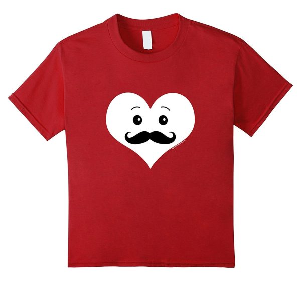 Kids Cute Smiley Heart Mustache Valentines Day Boys Kids T-Shirt Sale