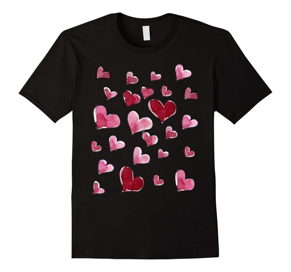 Watercolor Love shirt Valentine s Day Hearts t-shirt For Cheap