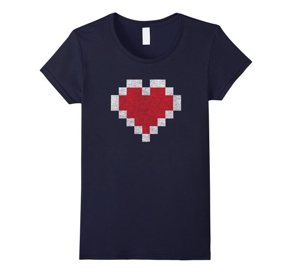 Gamer 8 Bit Distressed Heart Valentines Day Gift T-Shirt Discount