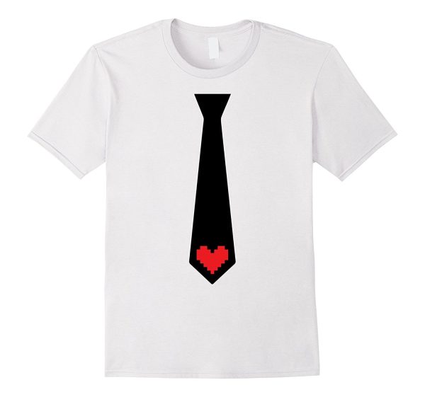 Valentines Day Gift for Men and Boys Tie Pixel Heart T-Shirt on Sale