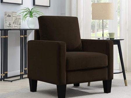 1pc Mid Century Modern Upholstered Living Room Arm Chair Brown Microfiber Wood Fabric Hot on Sale