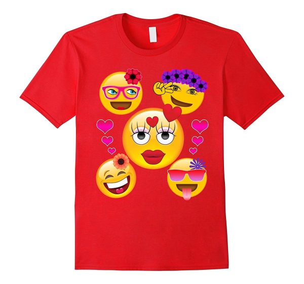 Valentine s Day Cool Emoji T-Shirt for Girls and Women Online Hot Sale