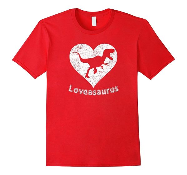 Valentines Day Loveasaurus Dinosaur Heart t Shirt - Funny Online Hot Sale