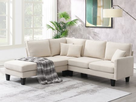 [VIDEO provided][New]90*88  Terrycloth Modern Sectional Sofa,5-Seat Practical Couch Set with Chaise Lounge,L-Shape minimalist Indoor Furniture with 3 Pillows for Living Room,Apartment,Office, 3 Colors Online Sale