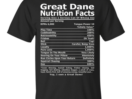 Great Dane Shirt Great Dane Nutrition Facts T-shirt Fashion