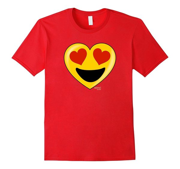 Emoji Heart Valentine s Day Shirt Heart Eyes Big Smile Kids Discount