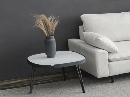 Modern coffee table,black metal frame with sintered stone tabletop Online Hot Sale