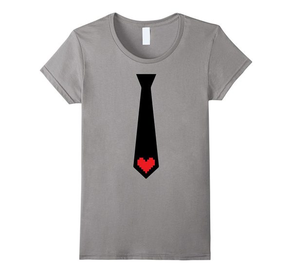 Valentines Day Gift for Men and Boys Tie Pixel Heart T-Shirt on Sale