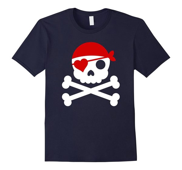 Valentines Day Love Pirate Heart t Shirt - Funny Gift Tee Fashion