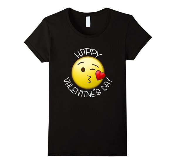 Cute Blow Kiss Heart Emoji Wink Happy Valentines Day T-Shirt Online Hot Sale