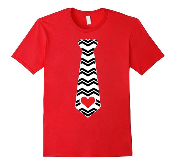 Valentines Day Heart Necktie T-Shirt For Kids & Adults For Cheap