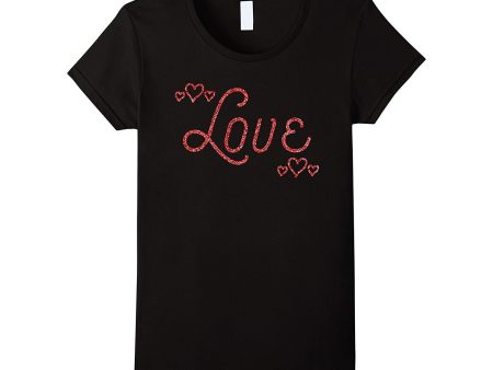 Women s Red Hearts Valentine Shirts For Women Glitter Effect Fashion