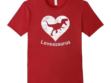 Valentines Day Loveasaurus Dinosaur Heart t Shirt - Funny Online Hot Sale