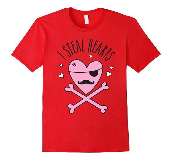 Kids Valentine s Day Funny Shirt - I Steal Hearts Pirate Tee Cheap