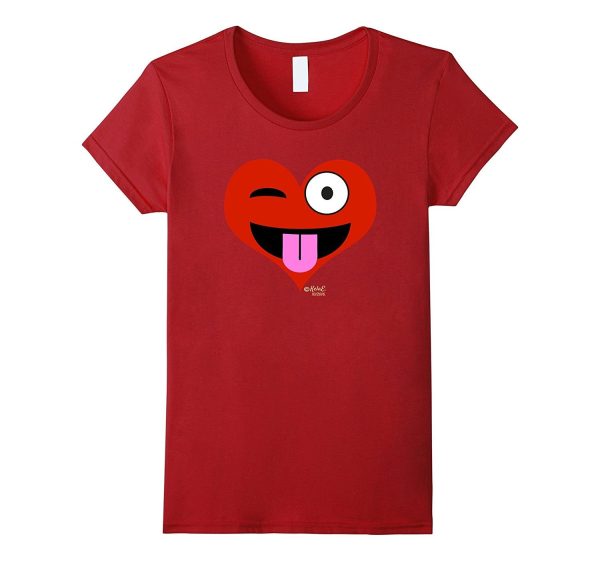 Emoji Red Heart Valentine s Day Shirt Tongue Out Kids Adult Fashion