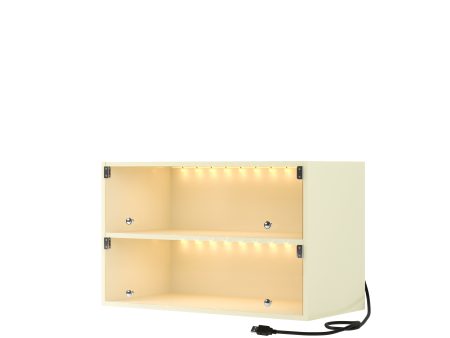 Off white Glass Door Shoe Box Shoe Storage Cabinet For Sneakers With RGB Led Light Fashion