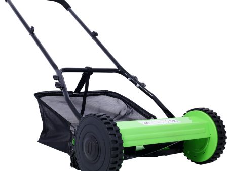 16-Inch 5-Blade Push Reel Lawn Mower with Grass Catcher, GREEN COLOR Online Hot Sale