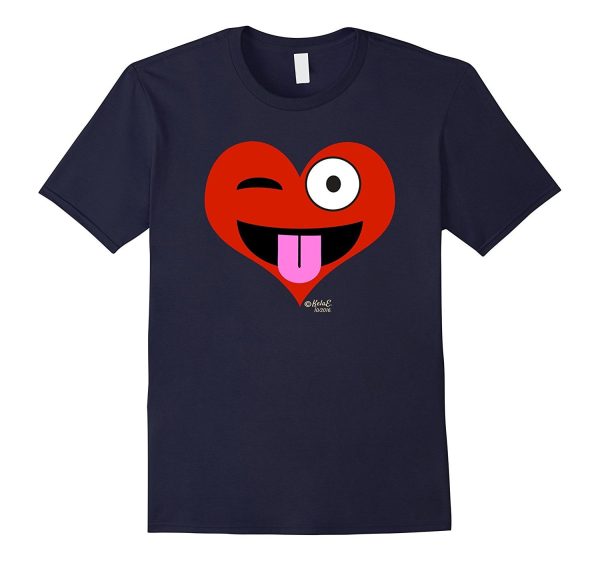 Emoji Red Heart Valentine s Day Shirt Tongue Out Kids Adult Fashion