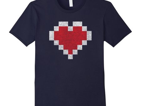 Gamer 8 Bit Distressed Heart Valentines Day Gift T-Shirt Discount