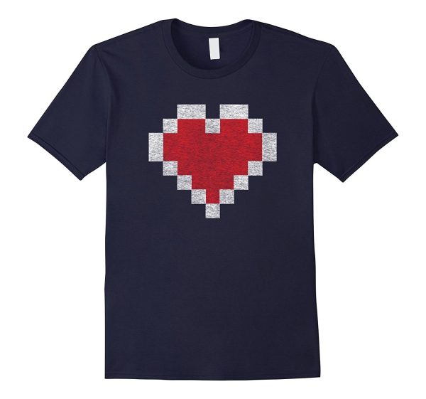 Gamer 8 Bit Distressed Heart Valentines Day Gift T-Shirt Discount