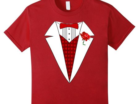 Kids Boys Valentine s Day Tuxedo Funny Hearts Kids Tux T-Shirt Online Hot Sale