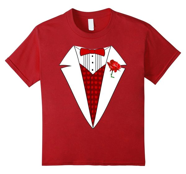 Kids Boys Valentine s Day Tuxedo Funny Hearts Kids Tux T-Shirt Online Hot Sale