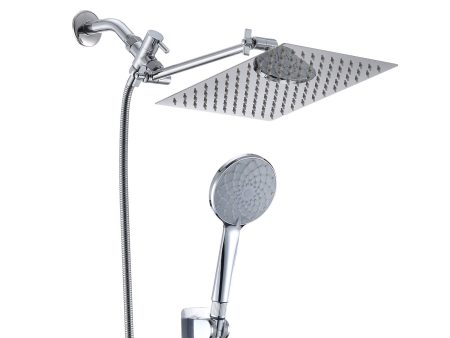 10  Chrome Rainfall Shower Head and Handheld Combo with 11  Extension Arm, 6 Spray Modes Online now