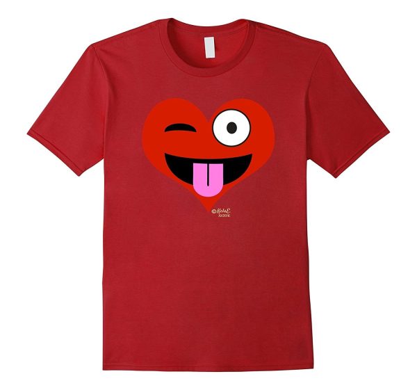 Emoji Red Heart Valentine s Day Shirt Tongue Out Kids Adult Fashion