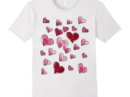 Watercolor Love shirt Valentine s Day Hearts t-shirt For Cheap