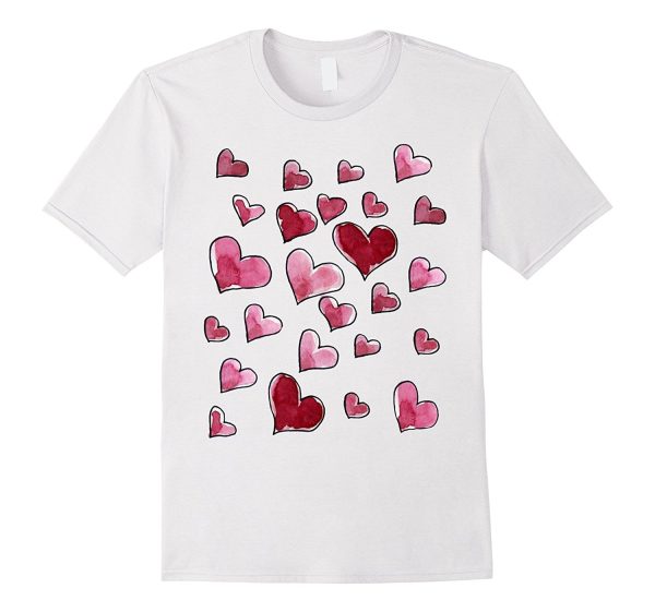 Watercolor Love shirt Valentine s Day Hearts t-shirt For Cheap